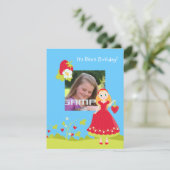 Strawberry Girl Birthday-uitnodiging Kaart (Staand voorkant)