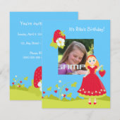 Strawberry Girl Birthday-uitnodiging Kaart (Voorkant / Achterkant)