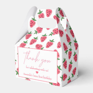 Strawberry Girl First Birthday Party Hartelijk dan Bedankdoosjes