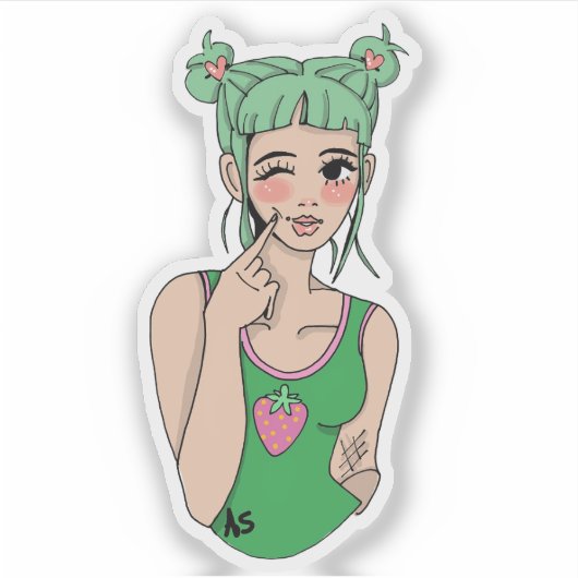 Strawberry Girl Sticker (Voorkant)