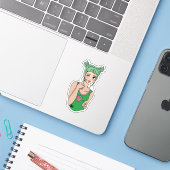 Strawberry Girl Sticker (Laptop met iPhone)
