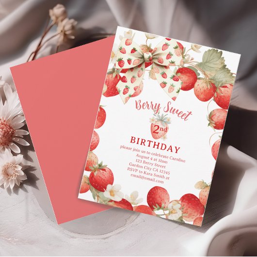 Strawberry Girls Berry Sweet Second Birthday Kaart