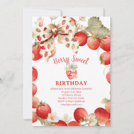 Strawberry Girls Berry Sweet Second Birthday Kaart