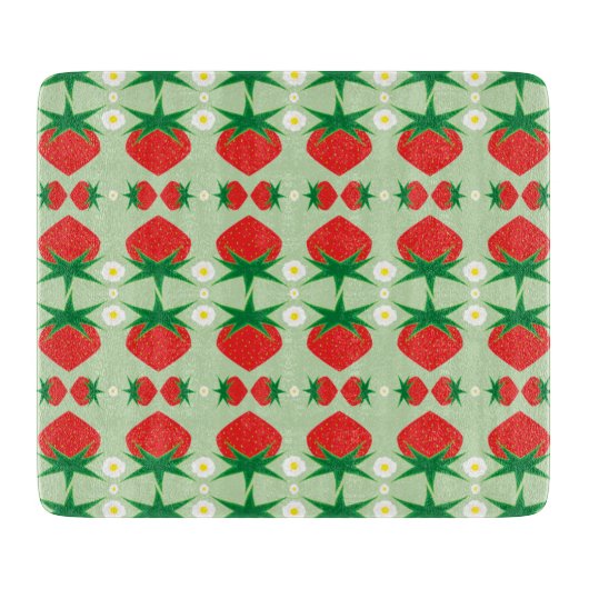 Strawberry Glass Cutting Board 6x7 Snijplank (Voorkant)