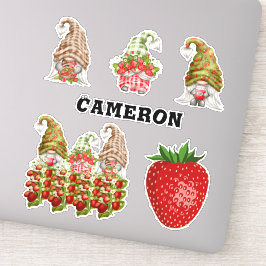 Strawberry Gnome Collectie Voeg de naam Fruit Love Sticker