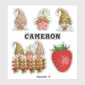 Strawberry Gnome Collectie Voeg de naam Fruit Love Sticker (Vel)