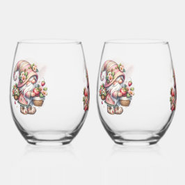 Strawberry Gnome Stemless wijnglas Set Wijnglas Zonder Voet