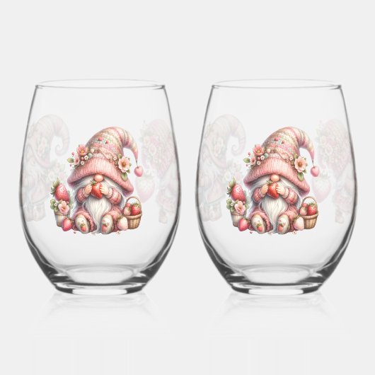 Strawberry Gnome Stemless wijnglas Set Wijnglas Zonder Voet (Links)