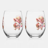 Strawberry Gnome Stemless wijnglas Set Zonder Voet (Achterkant)
