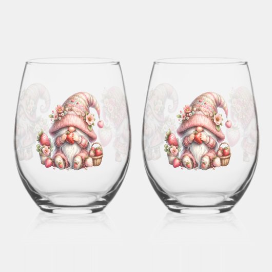 Strawberry Gnome Stemless wijnglas Set Zonder Voet (Links)