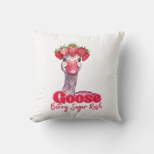 Strawberry Goose Funny Goose met aardbeien Kussen (Voorkant)