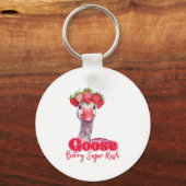 Strawberry Goose Funny Goose met aardbeien Sleutelhanger (Achterkant)
