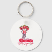 Strawberry Goose Funny Goose met aardbeien Sleutelhanger (Achterkant)