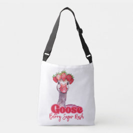 Strawberry Goose Funny Goose with Strawberries Crossbody Tas