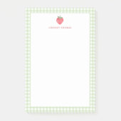 Strawberry Green Gingham Border Personalized Post-it® Notes (Voorkant)