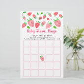 Strawberry Greenery Baby shower Bingo Game (Staand voorkant)