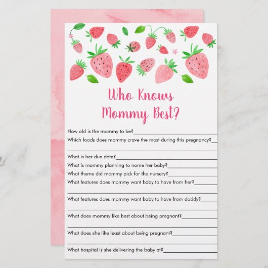 Strawberry Greenery die mama het beste spel kent (Voorkant / Achterkant)