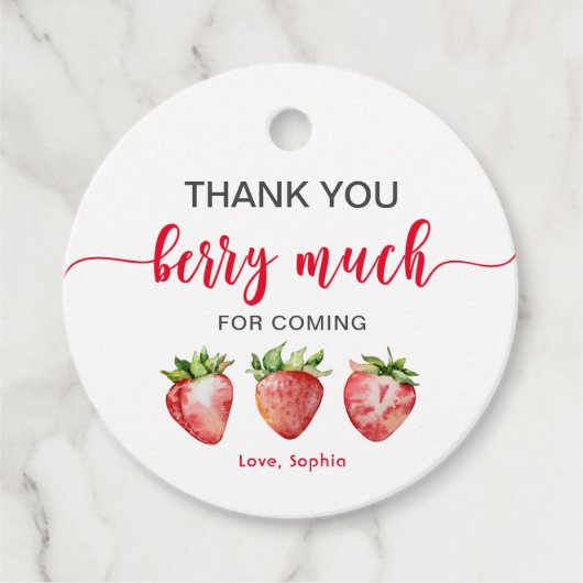 Strawberry Hartelijk dank voor Berry Much Bedankjes Labels (Voorkant)