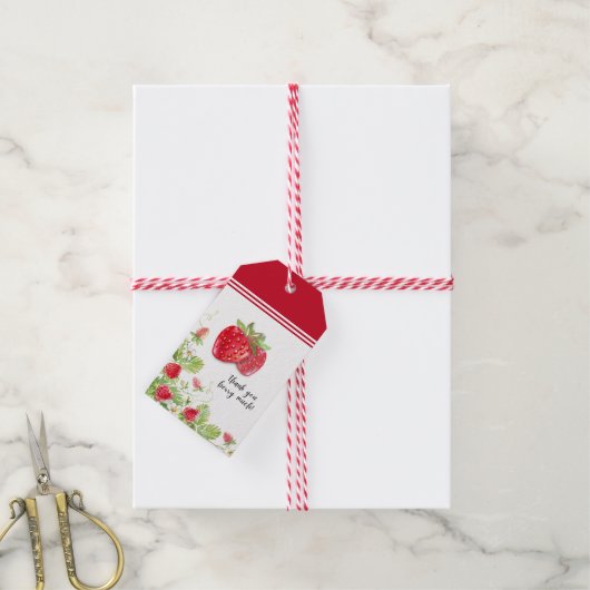 Strawberry Hartelijk dank voor Berry Much Cadeaulabel (Met Touw)