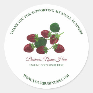 Strawberry Hartelijk dank voor uw bedrijf Ronde Sticker
