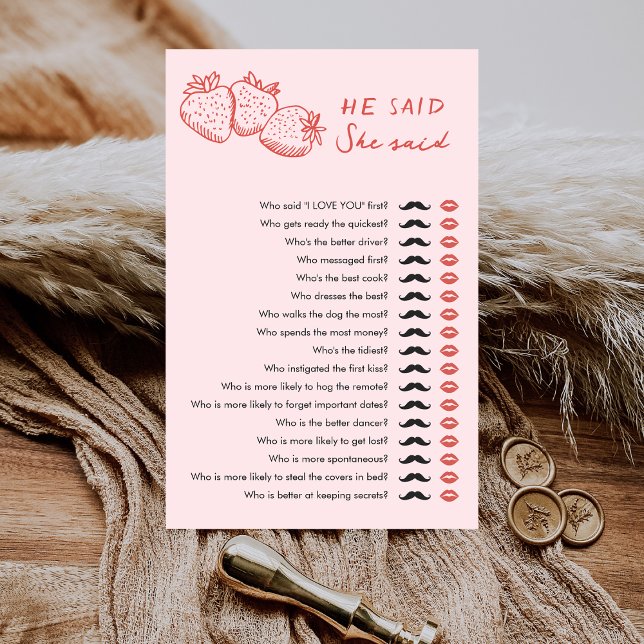 Strawberry He Said She Said Bridal Shower Game (Creator heeft geüpload)