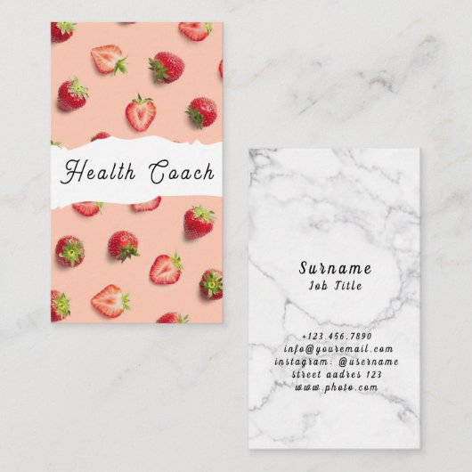 Strawberry Health Coach Visitekaartje (Voorkant / Achterkant)
