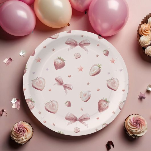 Strawberry Hearts Love Ribbon Stars Papieren Bordje