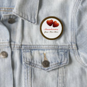 Strawberry Hearts Pin Back Button (In situ)