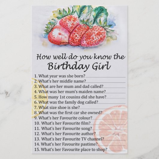 Strawberry Hoe goed ken je het verjaardagsmeisje? (Voorkant)