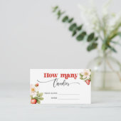 Strawberry hoeveel snoepjes gissen spel informatiekaartje (Staand voorkant)