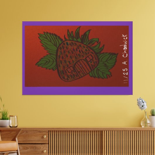 Strawberry Home Sweet Home Canvas Afdruk (Insitu (Woonkamer))
