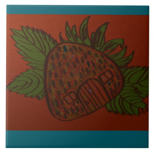Strawberry Home Sweet Home Ceramic Tile Tegeltje (Voorkant)