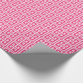Strawberry Hot Pink Grieks sleutelpatroon Cadeaupapier (Hoek)