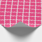 Strawberry Hot Pink Quatrefoil Tiles Pattern Cadeaupapier (Hoek)