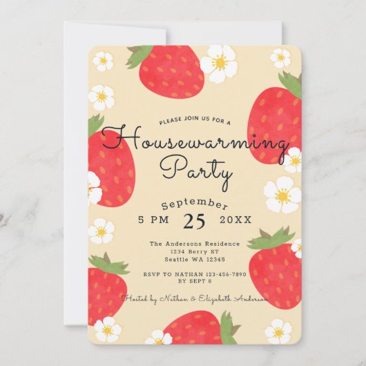 Strawberry House Warming Party Kaart (Voorkant)