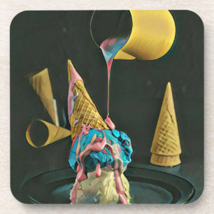 Strawberry ice cream cone bier onderzetter