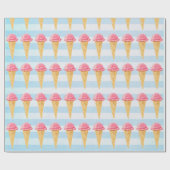 Strawberry Ice Cream Cone met blauwe strepen Cadeaupapier (Vlak)