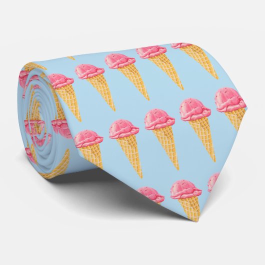 Strawberry Ice Cream Cone Tiled Patroon Stropdas (Opgerold)