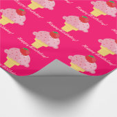 Strawberry Ice Cream Happy Birthday Gift Wrap Cadeaupapier (Hoek)