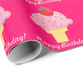 Strawberry Ice Cream Happy Birthday Gift Wrap Cadeaupapier (Rol Hoek)