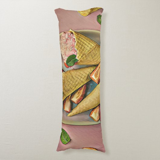 Strawberry ice cream lichaamskussen (Voorkant Verticaal)