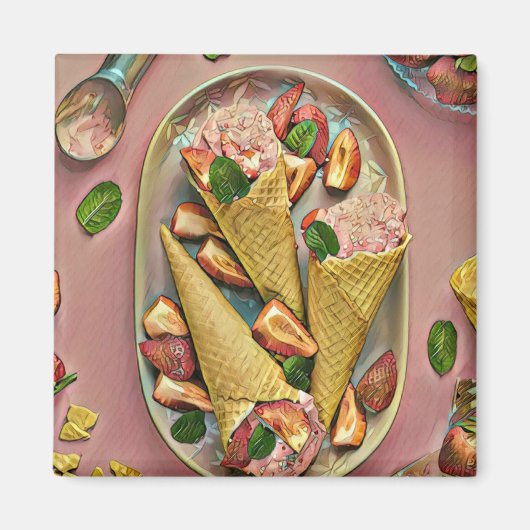 Strawberry ice cream magneet (Voorkant)