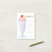 Strawberry Ice Cream Milkshake Shoping List Post-it® Notes (Op bureau)