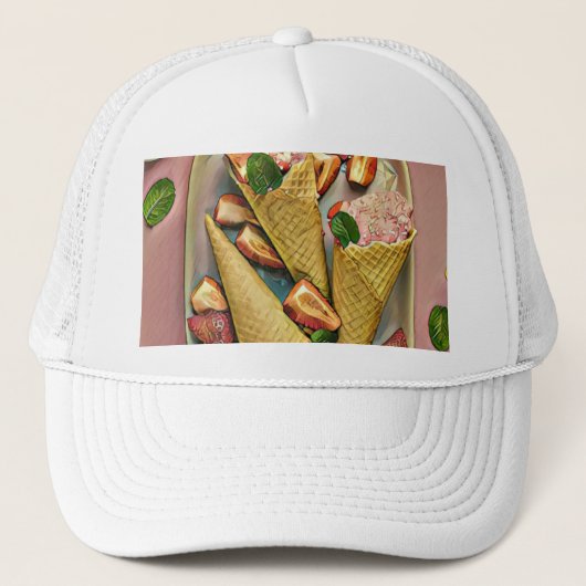 Strawberry ice cream trucker pet (Voorkant)