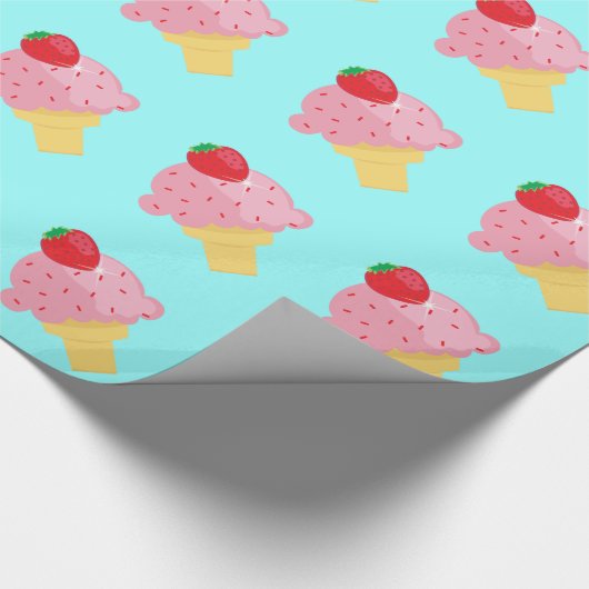 Strawberry Ice Cream Wrapping Paper Cadeaupapier (Hoek)