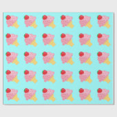Strawberry Ice Cream Wrapping Paper Cadeaupapier (Vlak)