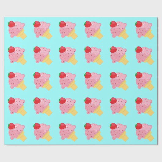 Strawberry Ice Cream Wrapping Paper Cadeaupapier (Vlak)