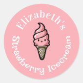 Strawberry Icecream Ronde Sticker (Voorkant)