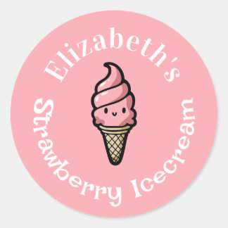 Strawberry Icecream Ronde Sticker