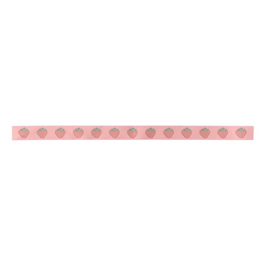 Strawberry Icon Pattern Satin Ribbon Satijnen Lint (Voorkant)